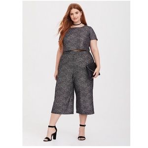 Black Shimmer Culotte Set